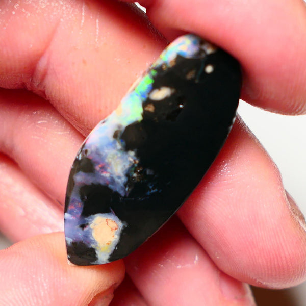 Lightning Ridge Rough / Rub Black opal  17cts Large Picture stone with some Reds & Multifires 37x16x4mm A1530