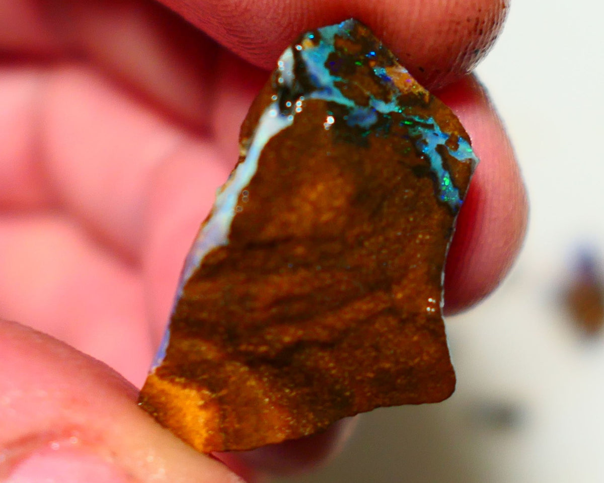 Queensland Boulder Boulder opal 21cts rough Winton gorgeous veins with nice fires 26x16x9mm 1124