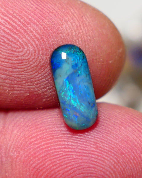 Australian Queensland Boulder opal Polished Gemstone 1.90cts Freeform Oval cut Bright gorgeous blue & green fires From Winton  11x5x3mm BO-012