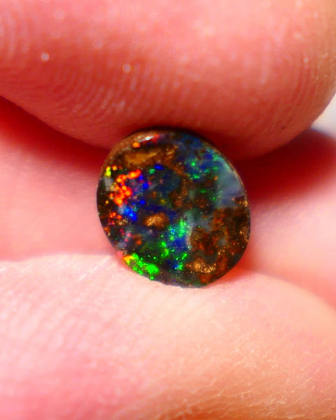 Australian Queensland Boulder opal Polished Gemstone 1.00cts Freeform Oval cut Bright Gorgeous multifires from Winton 7x9x2mm BO-011