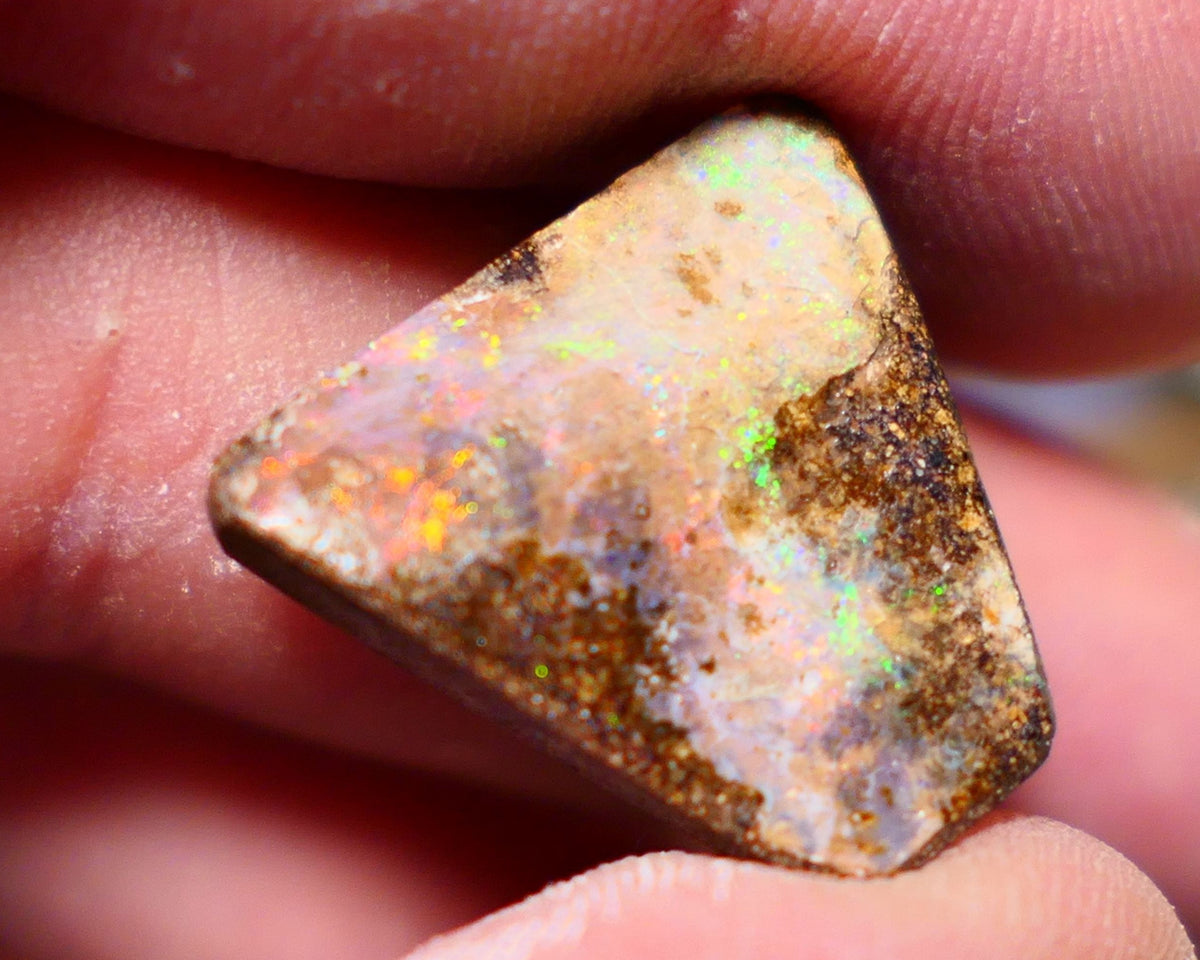 Australian Queensland Boulder opal Polished Gemstone Picture stone 15.75cts Orange/Yellow fires 20x19x5mm BO010