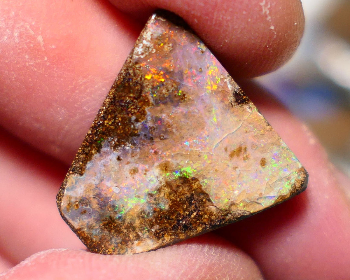 Australian Queensland Boulder opal Polished Gemstone Picture stone 15.75cts Orange/Yellow fires 20x19x5mm BO010