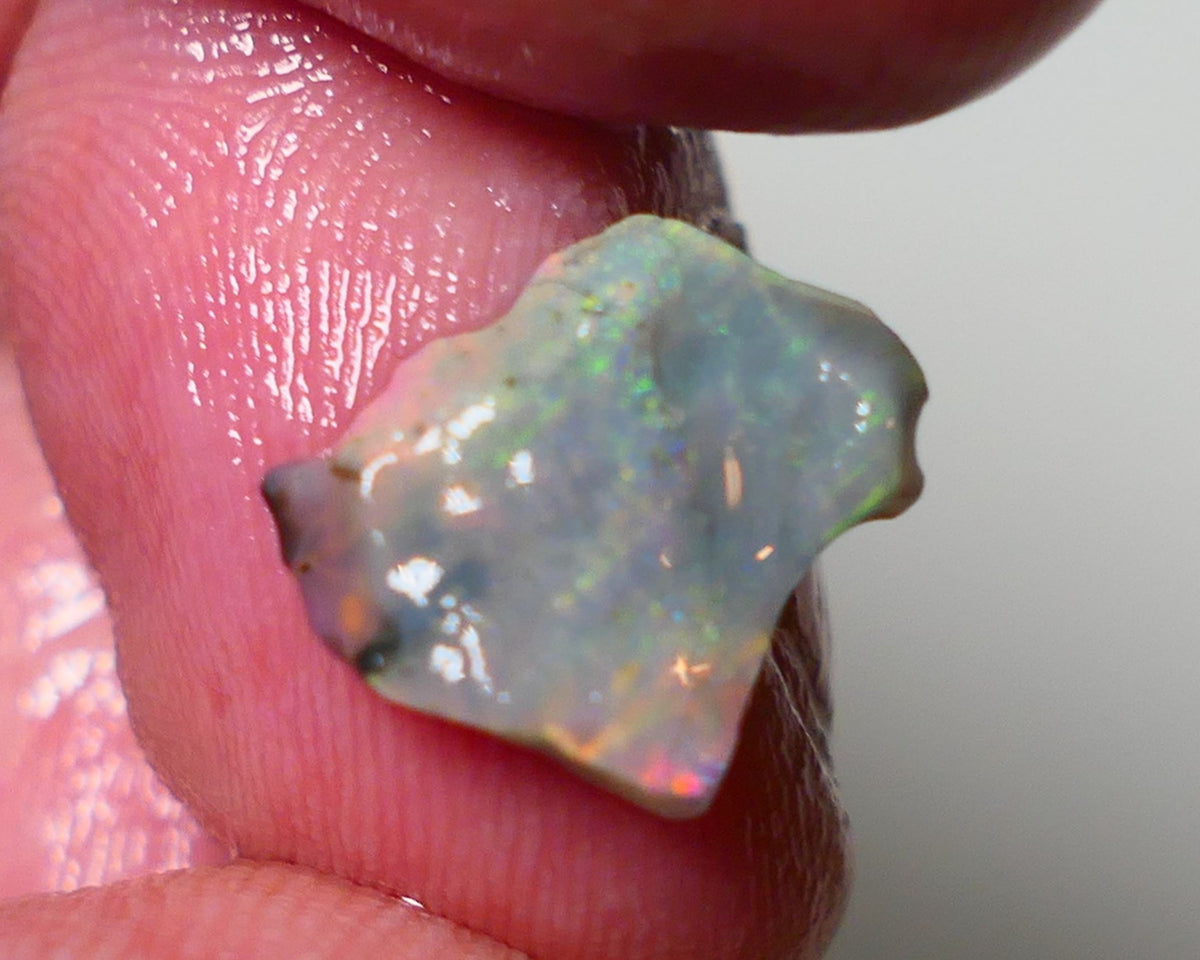 Mulga Rough Opal 2.00cts Stunning Dark Base Seam Orange/Pink Dominant Multi colour fires to Cut / carve & polish 11x10x2.5mm 1143