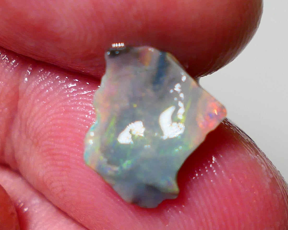 Mulga Rough Opal 2.00cts Stunning Dark Base Seam Orange/Pink Dominant Multi colour fires to Cut / carve & polish 11x10x2.5mm 1143