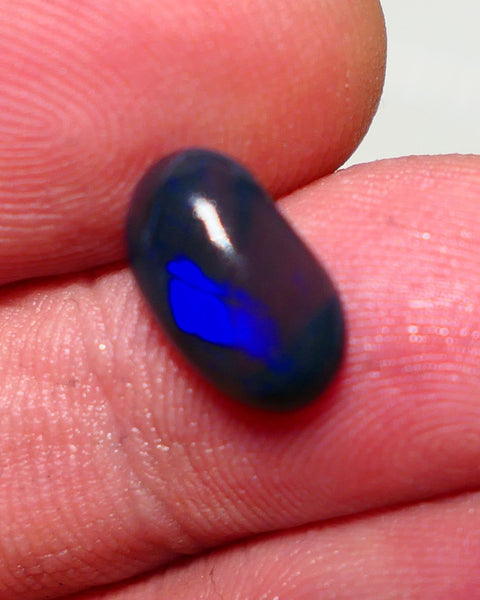 Lightning Ridge Semi Black Crystal Opal High Dome Gemstone 2.00cts GEM Grade N5 Body Tone B3 Brightness  Rolling Flash Royal Blues in various patterns 12.2x7.3x3.8mm 1327