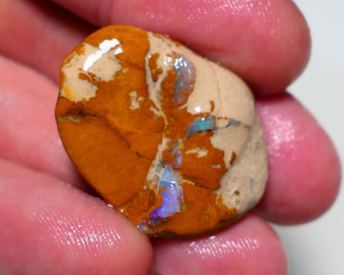 Lightning Ridge Rough Opal 48cts Formation showing some nice blue fires 30x24x14mm 1204