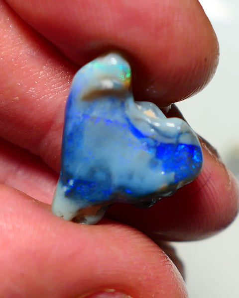 Lightning Ridge Dark Knobby Rough Opal 9.50cts Stunning Bright blue fires 21x16x6mm 1319