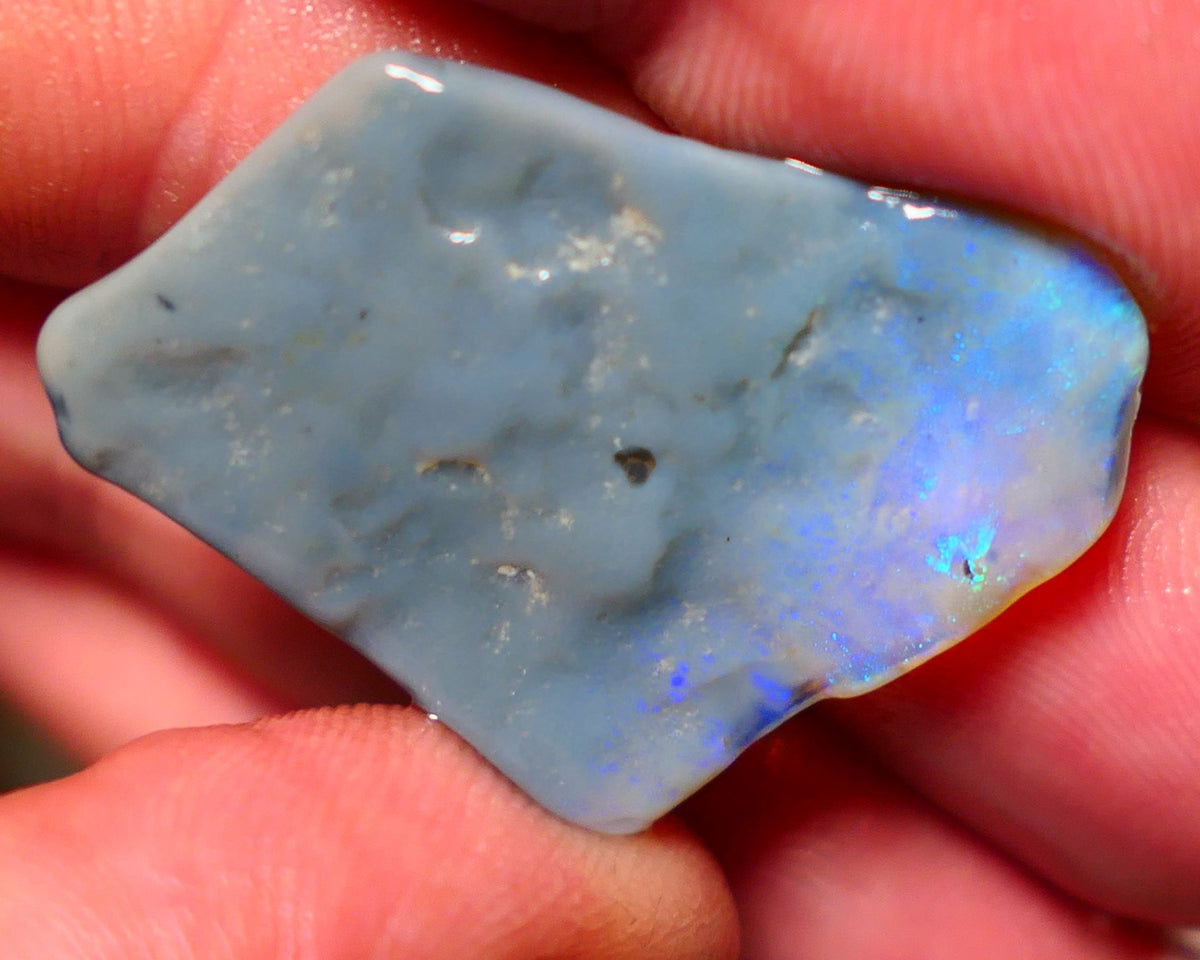 Lightning Ridge Rough Opal 13cts Nice sized Dark Crystal Seam Gorgeous Bright fires in bar to carve 33x26x3mm 1316