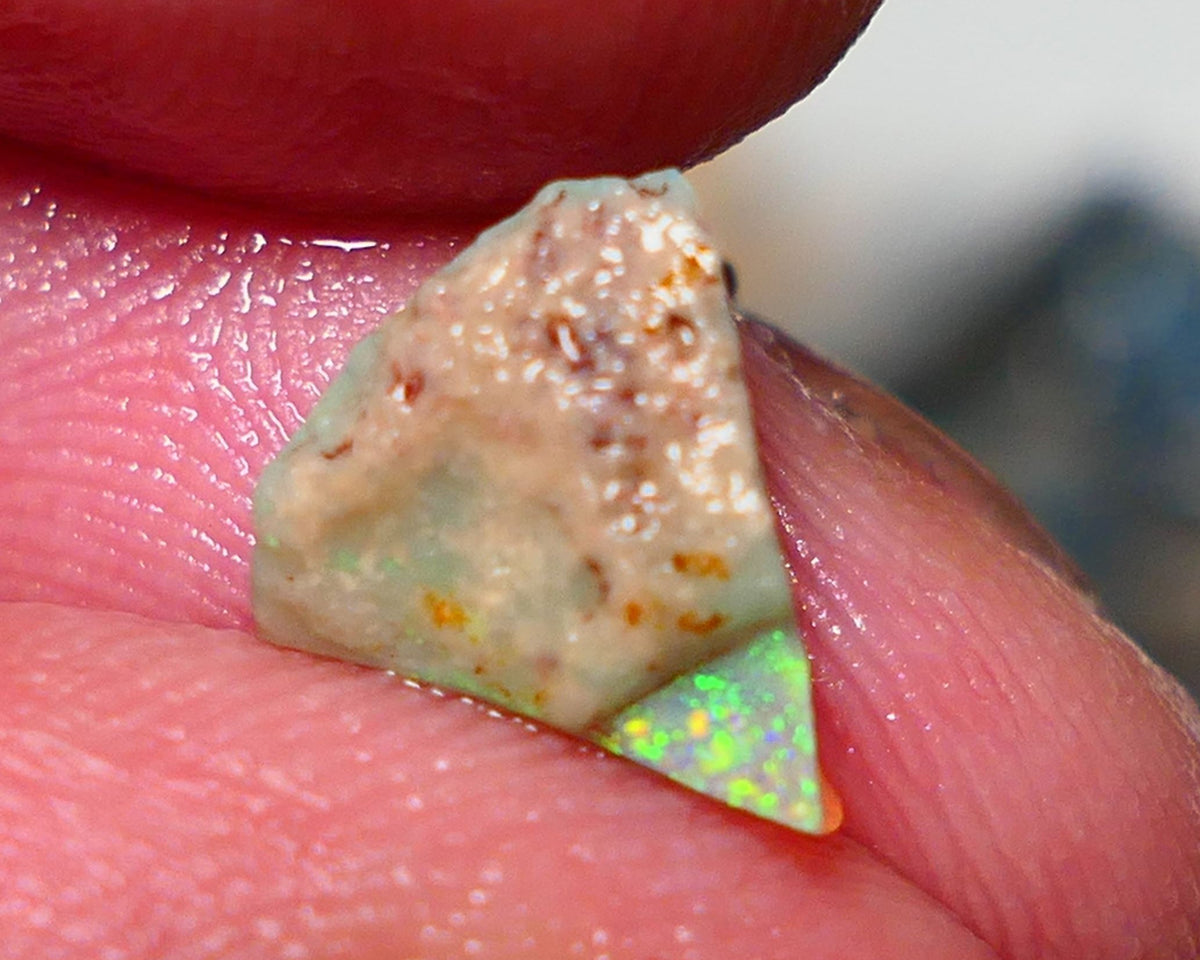 Lightning Ridge Rough Opal 1.75cts Little Seam Gamble Very Bright multicolours 10x8x4mm 1410