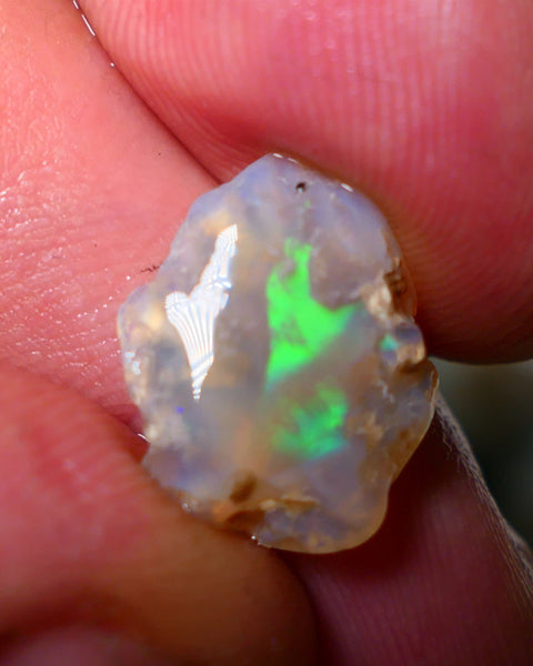 Lightning Ridge Opal Dark Crystal base rub 6.25cts showing gorgeous vibrant greens in broad pattern 16x13x5mm A1509