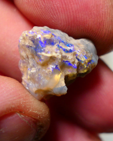 Lightning Ridge Rough Opal 9.75cts Dark Base Gamble Knobby formation showing blue fires 18x17x8mm Auction NS024