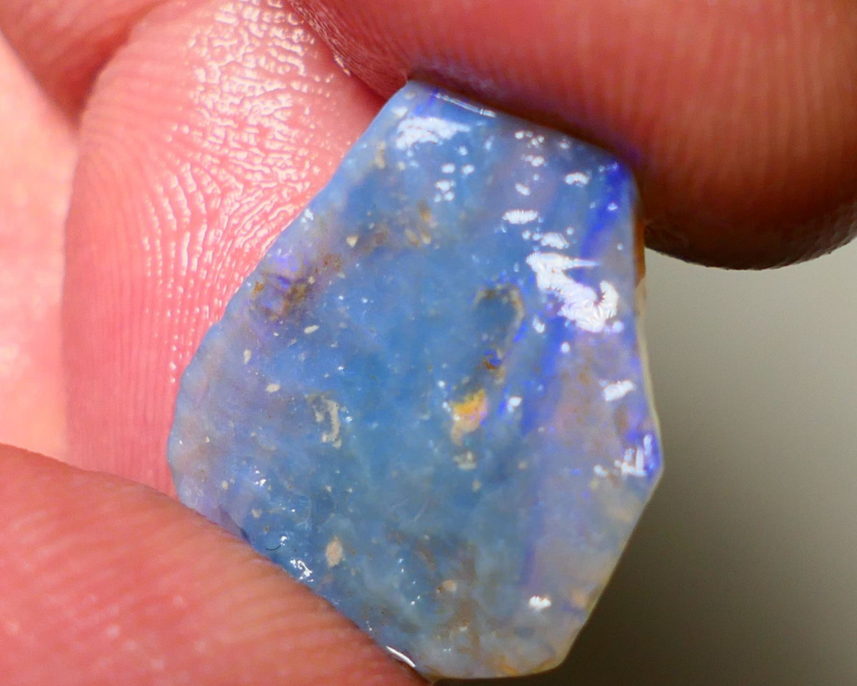 Lightning Ridge Rough Opal 5cts Dark Base Gamble Seam some bits fires in the bar 18x15x3mm Auction NS011