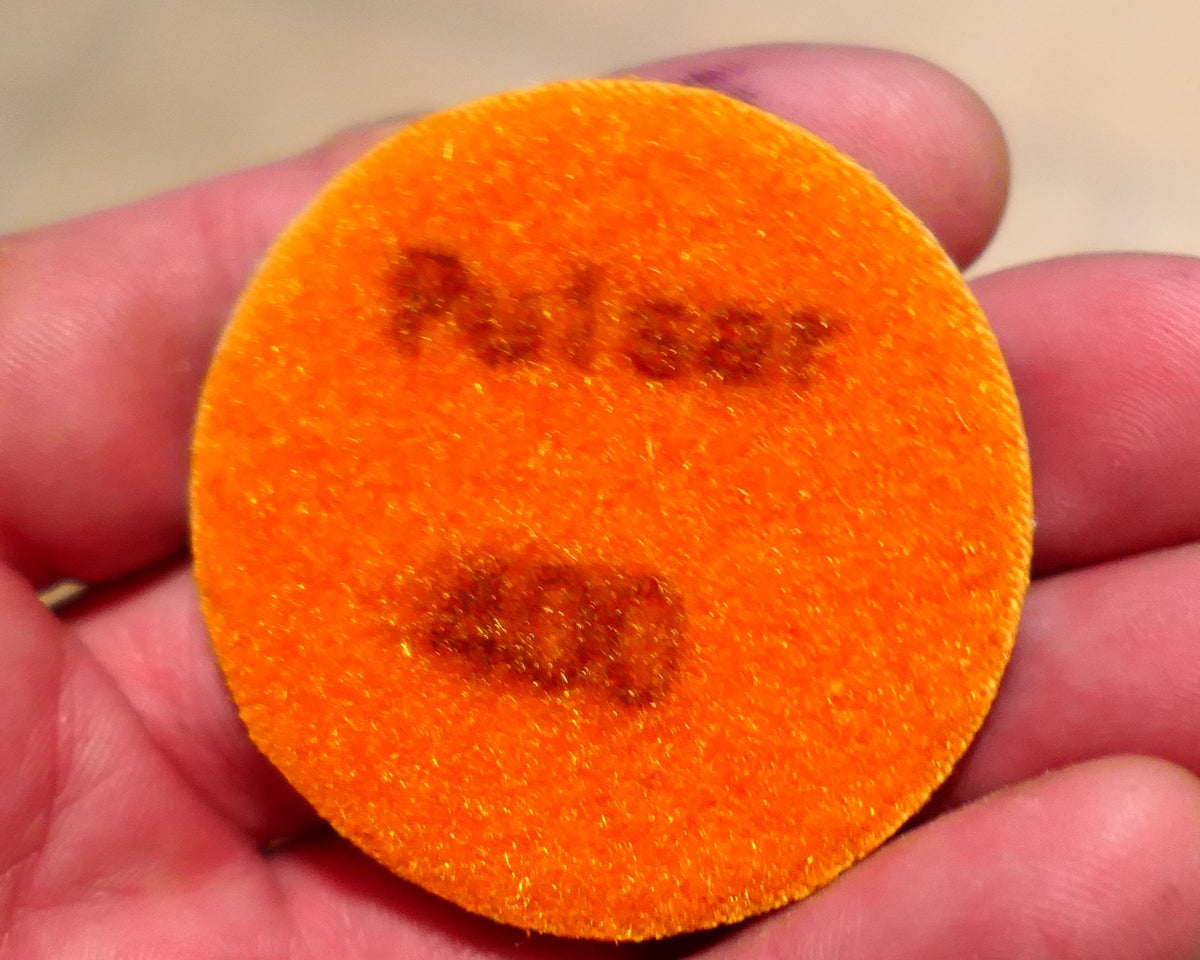 PULSAR DIAMOND™ 2"/50mm  LITTLE LAPPER™  Resin Diamond Hook & Loop back hard resin flat lap mini lapidary 400Grit ORANGE LL400