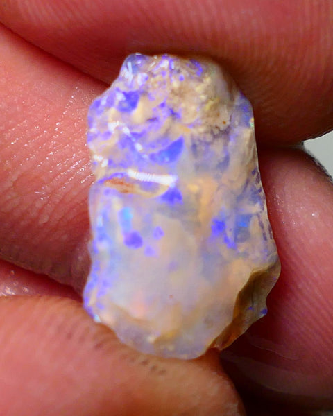 Lightning Ridge Rough Opal 6.5cts Crystal Base Gamble Seam Nice Blue fires showing 19x13x5mm Auction NS051