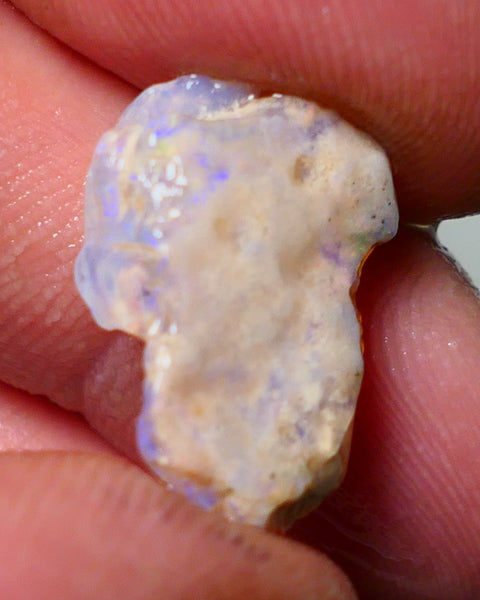 Lightning Ridge Rough Opal 6.5cts Crystal Base Gamble Seam Nice Blue fires showing 19x13x5mm Auction NS051