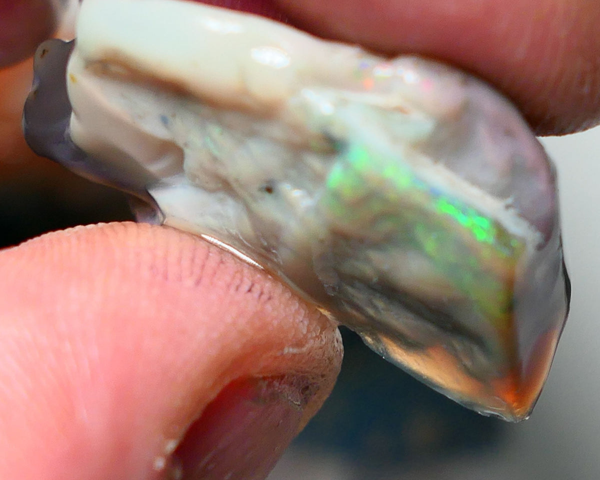 Lightning Ridge Rough Opal 32cts Big sized Yellow/Green on Dark Seam Gamble 31x20x11mm NS049