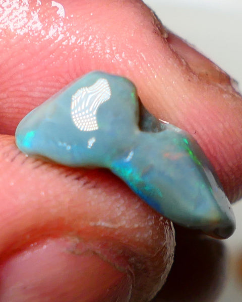 Lightning Ridge Rough Opal 5.75cts Dark Base Seam showing Nice bright blues colours 18x8x7mm NS047