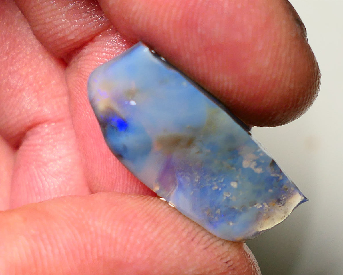 Lightning Ridge Rough Opal 13cts Bit of blue on Dark Gamble Seam 26x12x6mm NS044