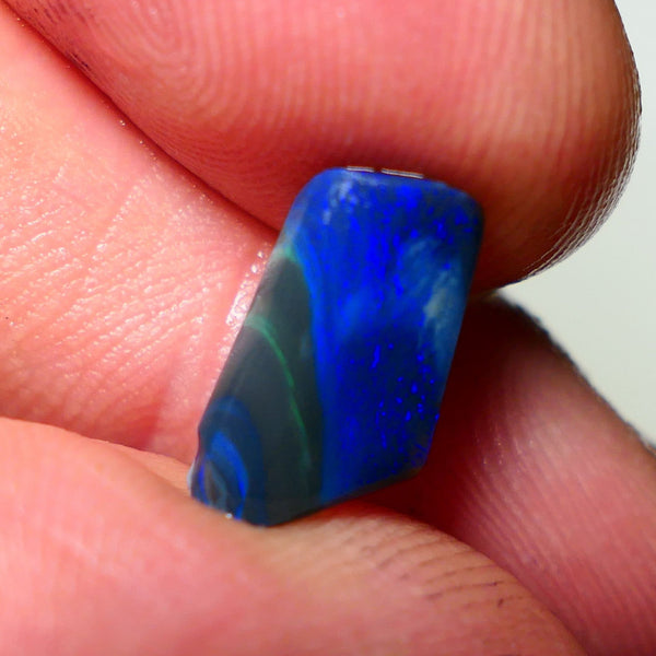 Mulga® Green/Blue dominant fires on Black Opal Rough Rub Miners Bench® 1.95cts Gorgeous face 12x7x2mm NS167