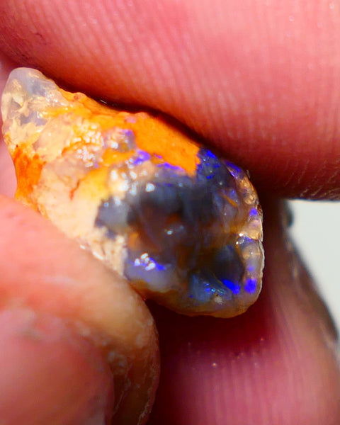 Lightning Ridge Rough Opal 6cts Blue on Black Crystal Knobby Gamble 15x12x7mm NS038