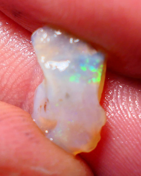 Lightning Ridge Rough Opal 2.15cts Crystal Seam piece showing area of multi colours 14x8x3mm NS036