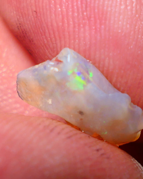 Lightning Ridge Rough Opal 2.15cts Crystal Seam piece showing area of multi colours 14x8x3mm NS036