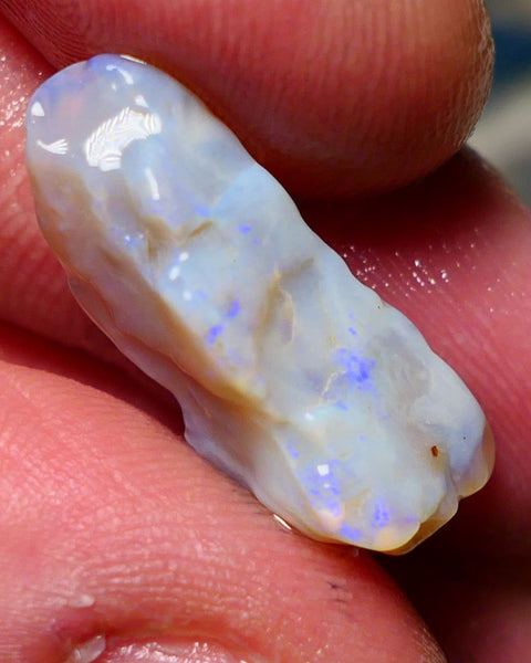 Lightning Ridge Rough Opal 8cts Grey Base Gamble Seam some Blue fires in the bar 20x9x9mm Auction NS025