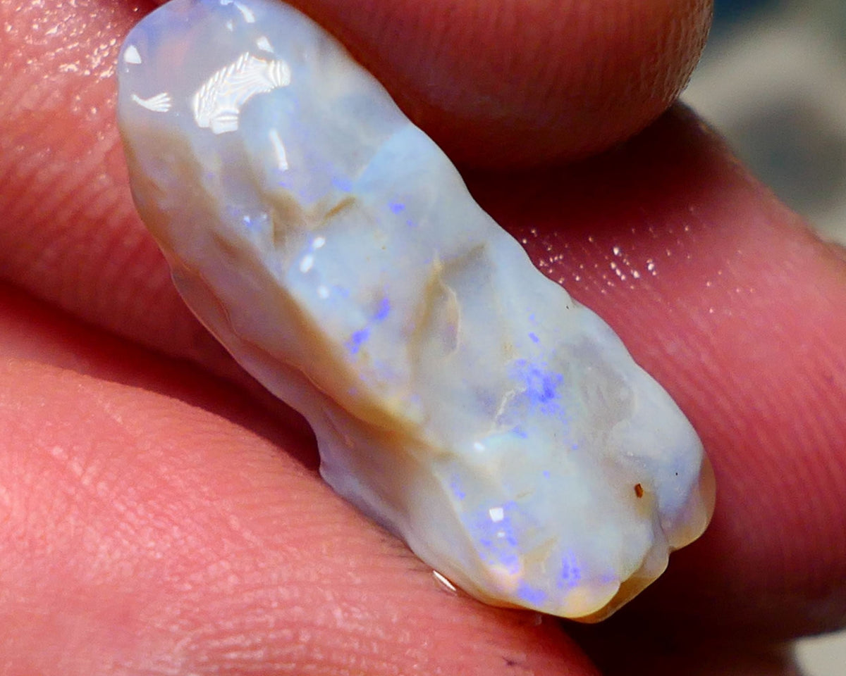 Lightning Ridge Rough Opal 8cts Grey Base Gamble Seam some Blue fires in the bar 20x9x9mm Auction NS025