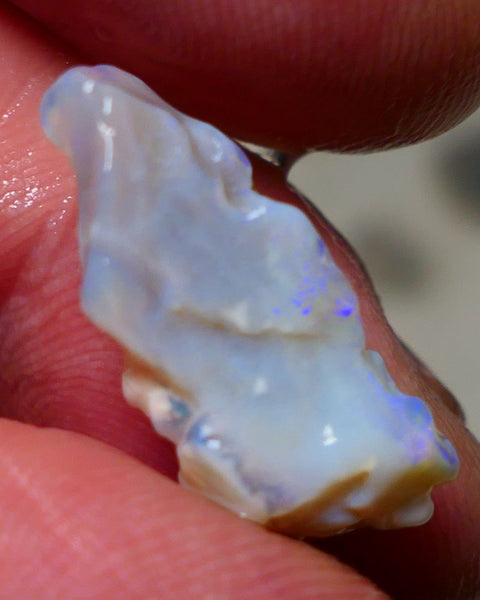 Lightning Ridge Rough Opal 8cts Grey Base Gamble Seam some Blue fires in the bar 20x9x9mm Auction NS025