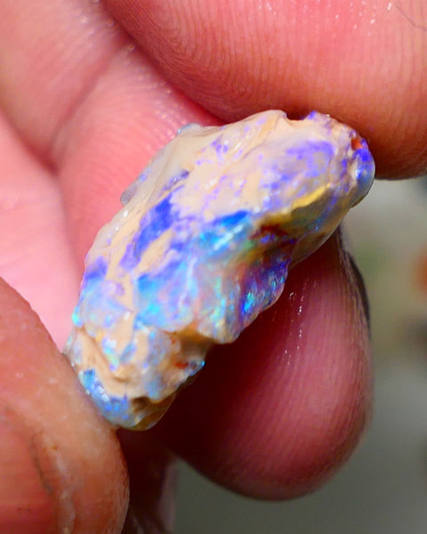 Lightning Ridge Rough Opal 10cts Crystal Base Gamble Knobby formation Light blue/Blue fires 21x12x8mm Auction NS069