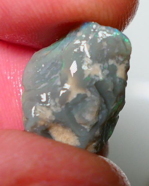 Lightning Ridge Rough / Rub  Dark Seam opal Miners Bench® 5.60cts Gorgeous Green/Blue dominant Fires 15x12x6mm NS077