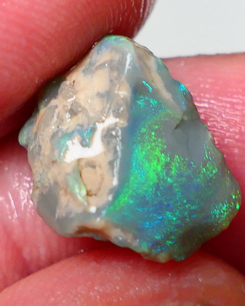 Lightning Ridge Rough / Rub  Dark Seam opal Miners Bench® 5.60cts Gorgeous Green/Blue dominant Fires 15x12x6mm NS077