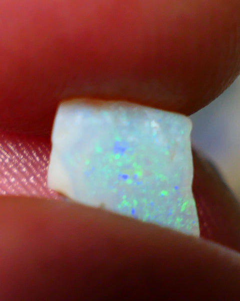 Lightning Ridge Opal Dark Crystal Base Seam Rough Rub 0.60cts Gorgeous Nice Green Blue dominant fires 7x6x1.5mm NS129