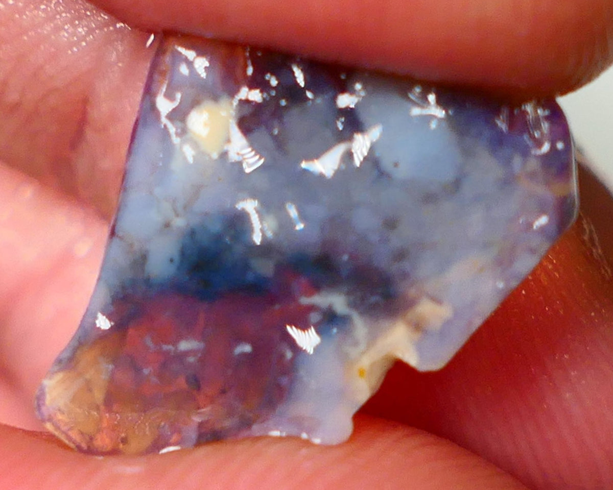 Mulga Rough Opal Gamble 3.50cts Dark Crystal Base Seam Blue fires to Cut / carve & polish 19x12x2mm Auction NS126