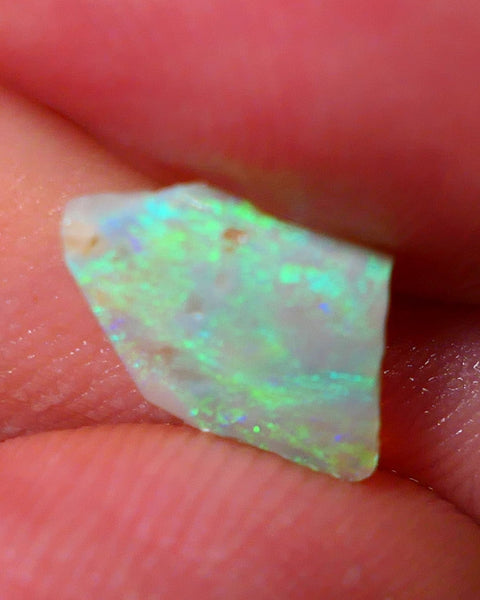 Lightning Ridge Opal Dark Crystal Base Seam Rough Rub 1.60cts Nice Green Blue dominant fires 11x9x2mm NS124