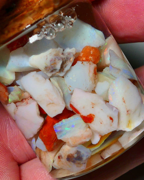 Coober Pedy Opal Rough Parcel Light & Crystal 120cts Gamble but has lots Multicolours / colours to go at 15mm to chip size CPJAR01