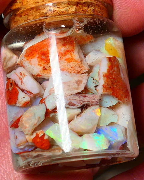 Coober Pedy Opal Rough Parcel Light & Crystal 120cts Gamble but has lots Multicolours / colours to go at 15mm to chip size CPJAR02