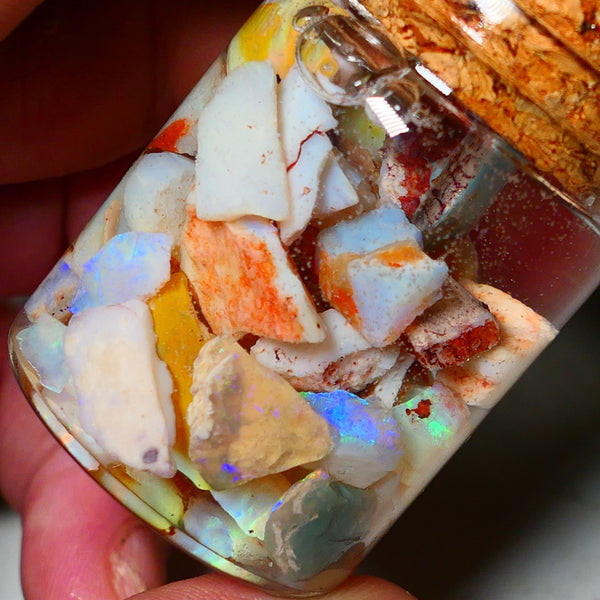 Coober Pedy Opal Rough Parcel Light & Crystal 120cts Gamble but has lots Multicolours / colours to go at 15mm to chip size CPJAR03