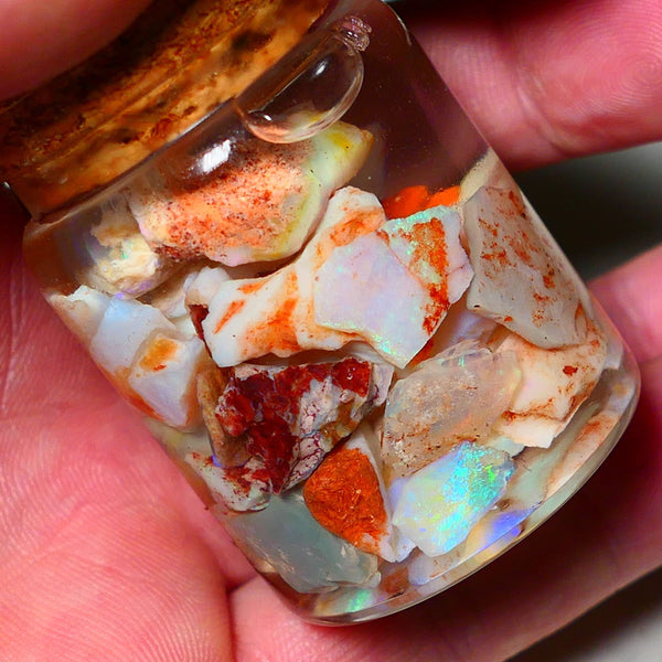 Coober Pedy Opal Rough Parcel Light & Crystal 120cts Gamble but has lots Multicolours / colours to go at 15mm to chip size CPJAR03