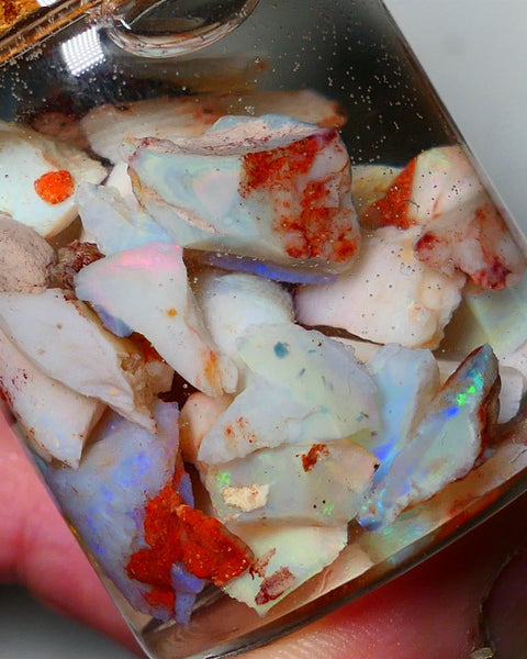 Coober Pedy Opal Rough Parcel Light & Crystal 120cts Gamble but has lots Multicolours / colours to go at 15mm to chip size CPJAR05