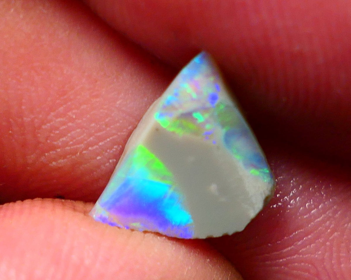 Lightning Ridge Rough / Rub Seam opal Miners Bench® 1.40cts Exotic Bright Yellow/Blue/Teal Fires 11x10x2mm NS093