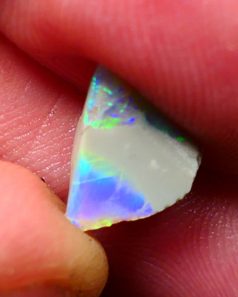 Lightning Ridge Rough / Rub Seam opal Miners Bench® 1.40cts Exotic Bright Yellow/Blue/Teal Fires 11x10x2mm NS093