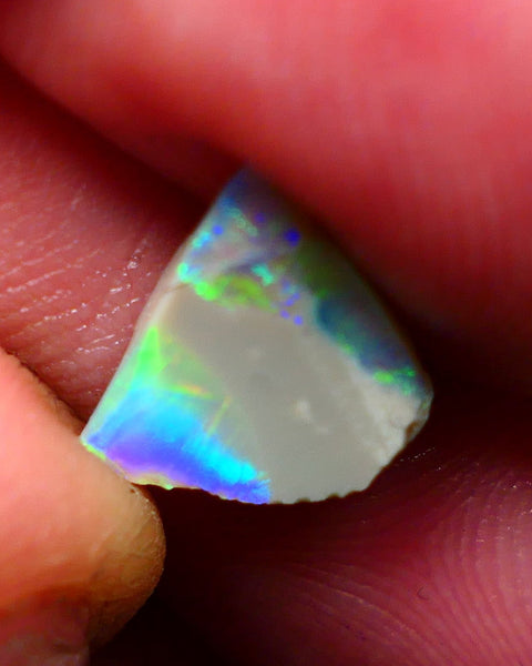 Lightning Ridge Rough / Rub Seam opal Miners Bench® 1.40cts Exotic Bright Yellow/Blue/Teal Fires 11x10x2mm NS093