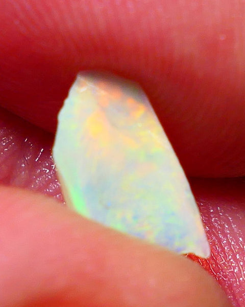 Coober Pedy Opal Rough n Rub Light base  small 1.20cts Orange dominant Bright Multicolours Broad-flash Face 11x6x3mm NS115