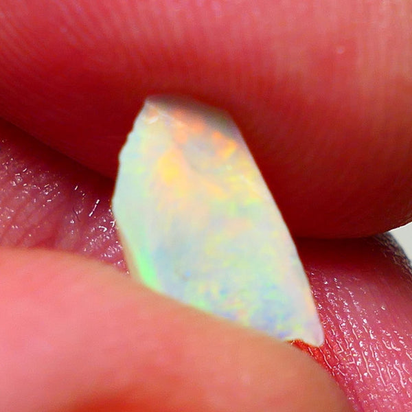 Coober Pedy Opal Rough n Rub Light base  small 1.20cts Orange dominant Bright Multicolours Broad-flash Face 11x6x3mm NS115