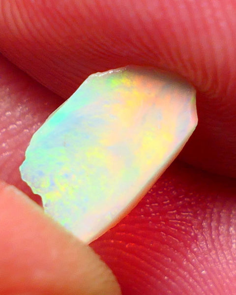 Coober Pedy Opal Rough n Rub Light base  small 1.20cts Orange dominant Bright Multicolours Broad-flash Face 11x6x3mm NS115