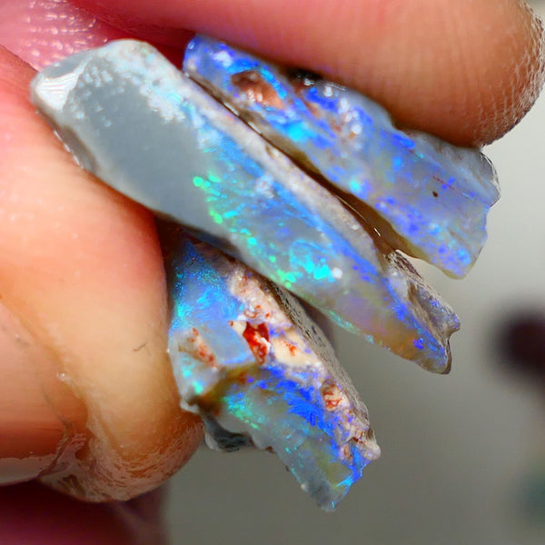 Mulga® Dark base Seam opal stack 13.75cts Blue/Green/Teals Bright & Vibrant rough for cutters 20x10x5mm to 14x8x6mm NSW019