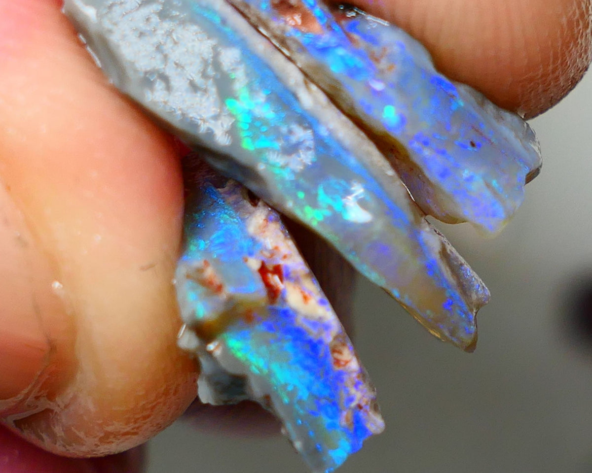 Mulga® Dark base Seam opal stack 13.75cts Blue/Green/Teals Bright & Vibrant rough for cutters 20x10x5mm to 14x8x6mm NSW019