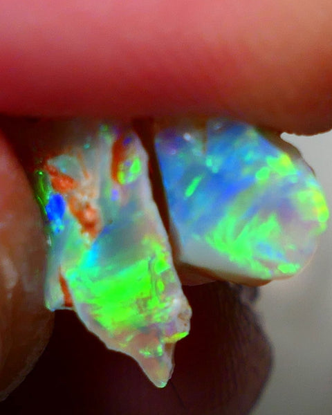 Australian Rough Opal Crystal 6.25cts Top Cutters Candy Exotic Seam Split Gem Grade Vivid & Bright fires in stunning bars 12x11x6mm & 11x10x6mm NSW016