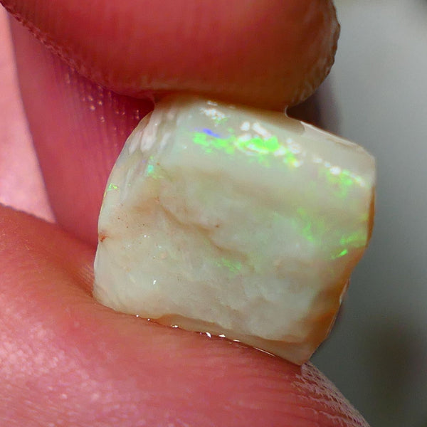 Lightning Ridge Rough Opal 3.50cts Grey/Dark Base Seam Gorgeous bar to cut with Bright Yellow/Green Dominant  Multi colour fires 11x11x3.5mm NS138